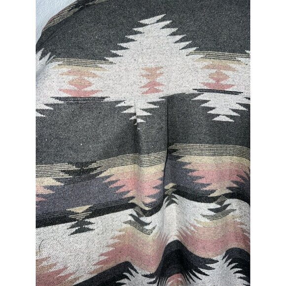 Aztec Shacket Coat Oversized Pink Gray Button Jacket Western Style Medium U - Picture 8 of 9